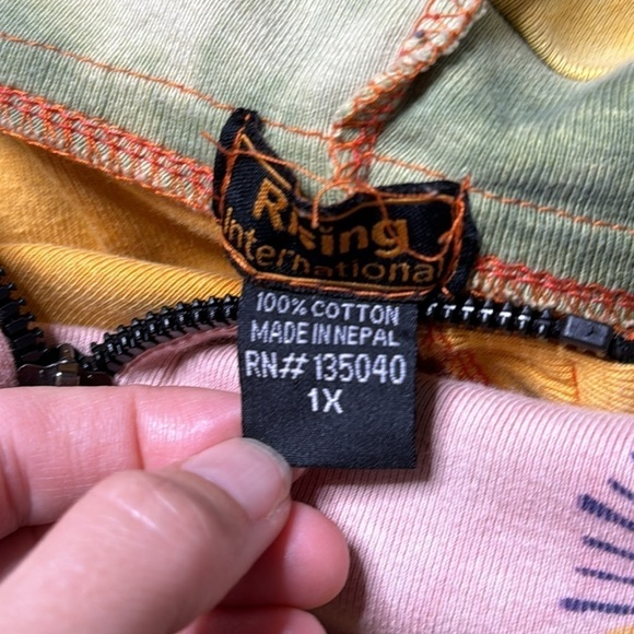 Rising International Multi Color Nepal Full Zip Hooded Sweatshirt 1X - Picture 7 of 8